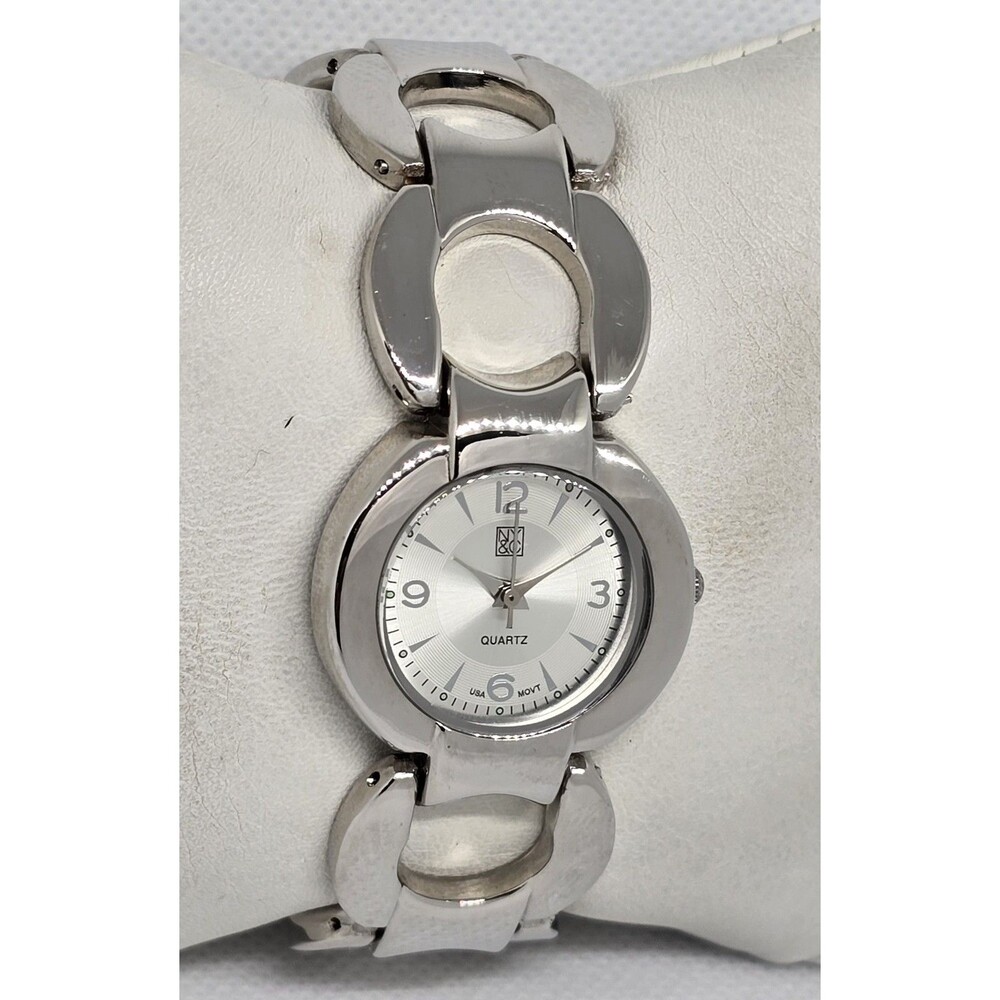 Women's NY&C Elegant Round Silver Tone Dial Case Link Bracelet Band Watch 13 - Picture 3 of 9